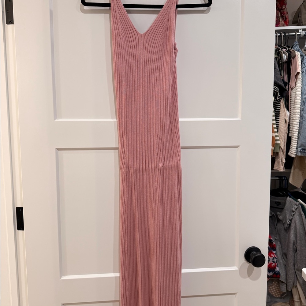 Pink Ribbed Maxi Dress